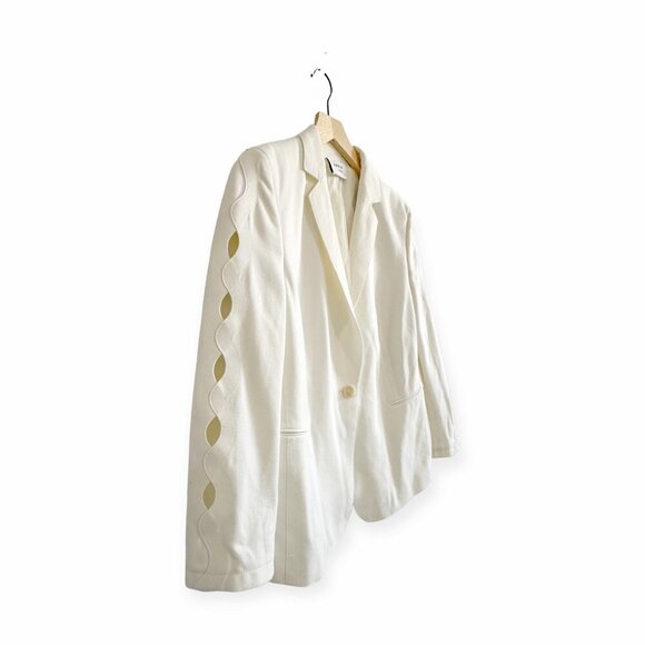 Akris Punto Scalloped Sleeve Blazer,  White/Ivory, Size‎ 12 - Picture 14 of 16